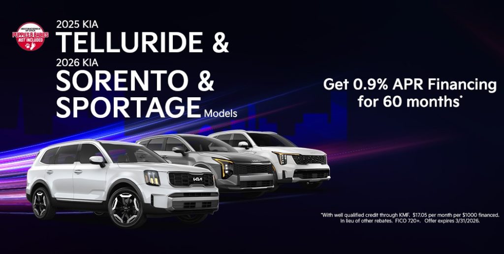 2025 Kia Telluride

2026 Kia Sorento

2026 Kia Sportage
