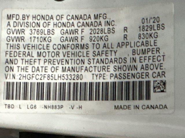 2020 Honda Civic Sport