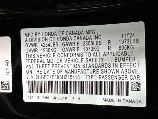 2025 Honda Civic Hybrid Sport