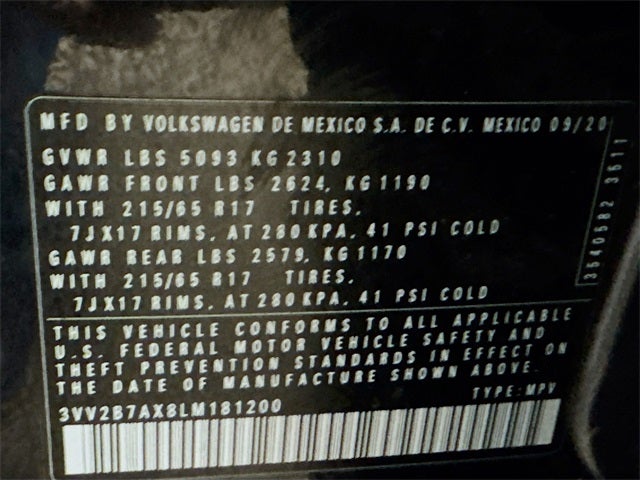 2020 Volkswagen Tiguan 2.0T SE 4Motion