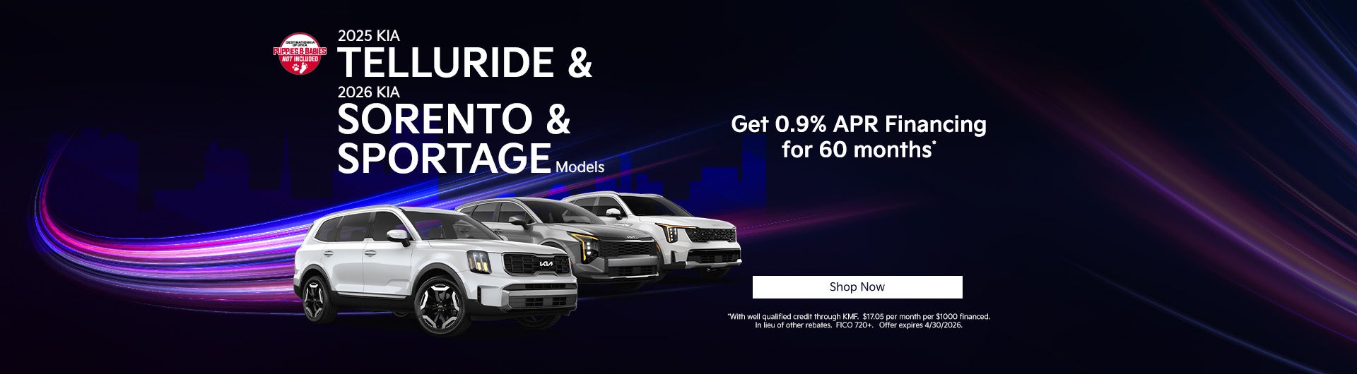 2025 Kia Tellurides, 2026 Kia Sorentos and 2026 Kia Sportage