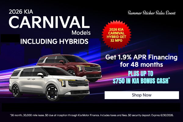 2026 Kia Carnivals - Including Hybrids