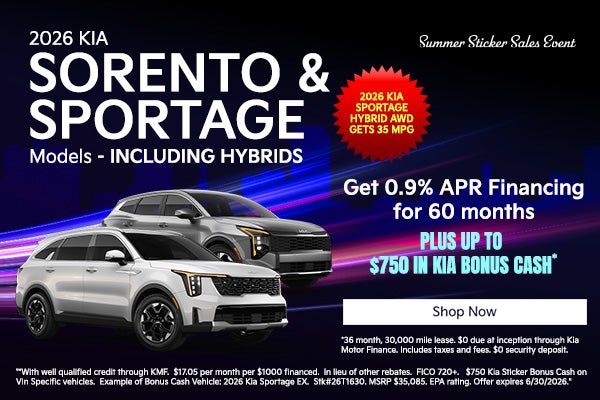 2026 Kia Sorentos and 2026 Kia Sportages - Including Hybrids